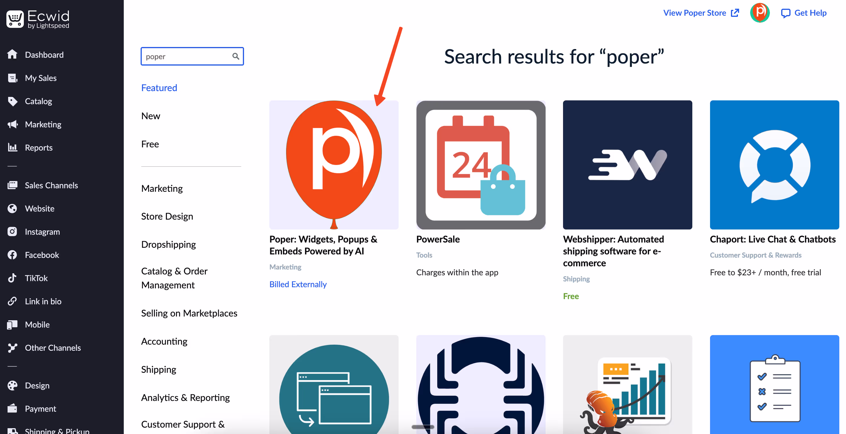Ecwid Popup using Poper
