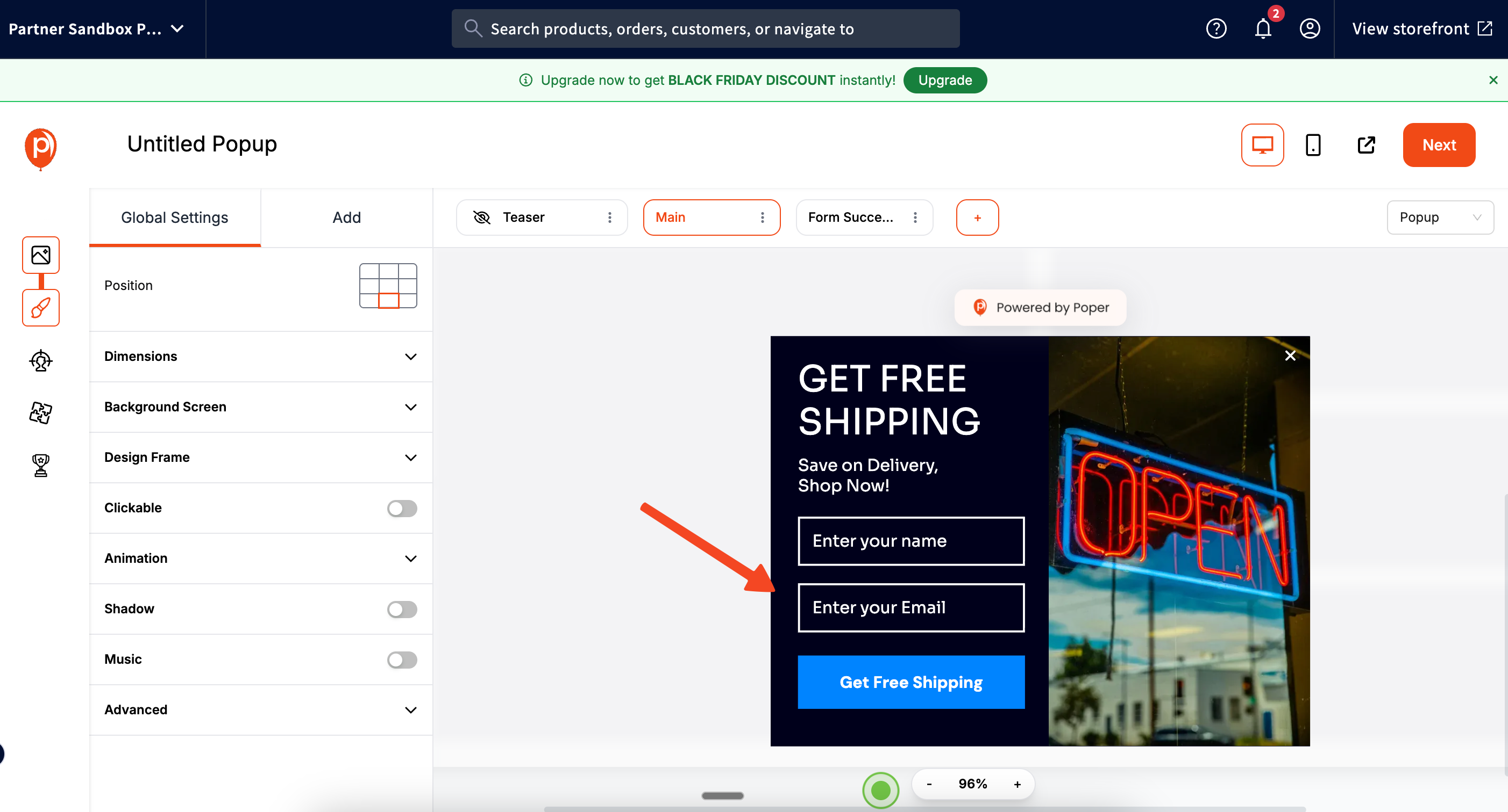 Edit the design in Poper