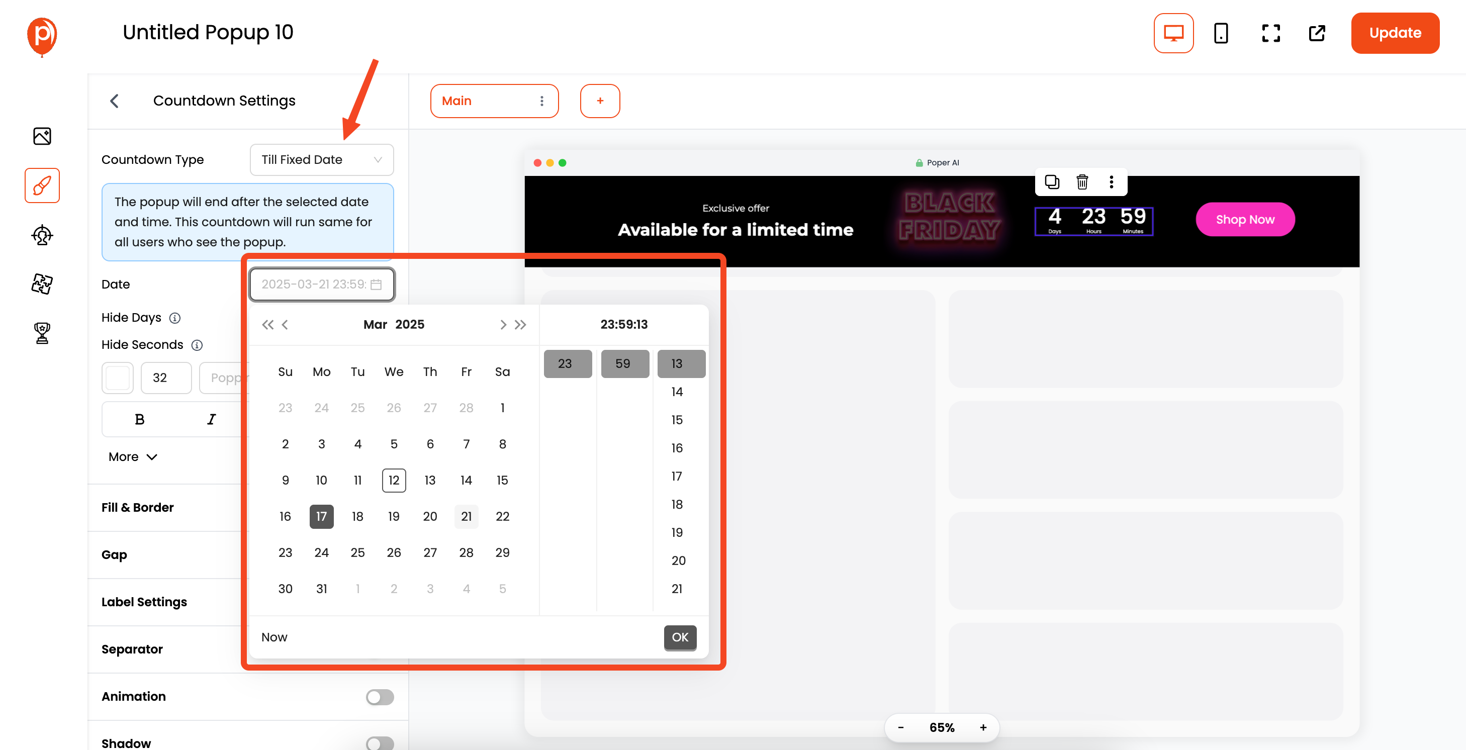 Selecting Fixed Date in Countdown Widget