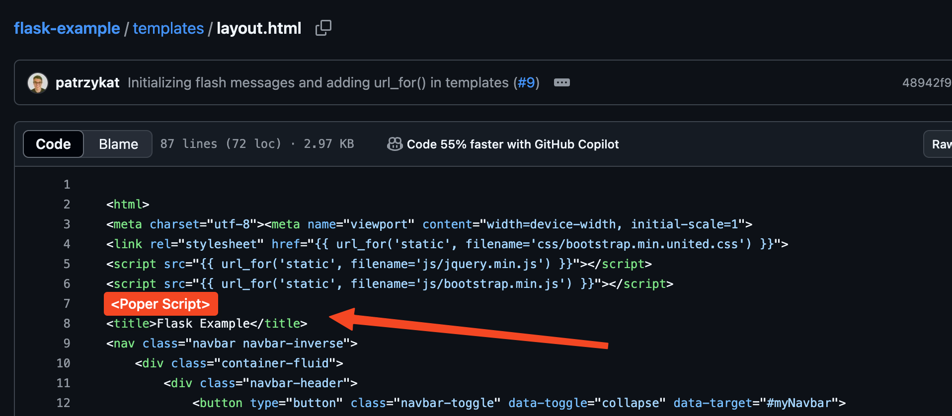 Custom Code in Flask Header