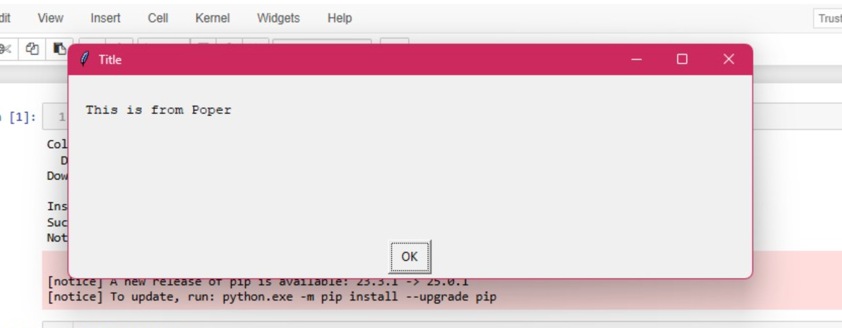 Python popup using easygui