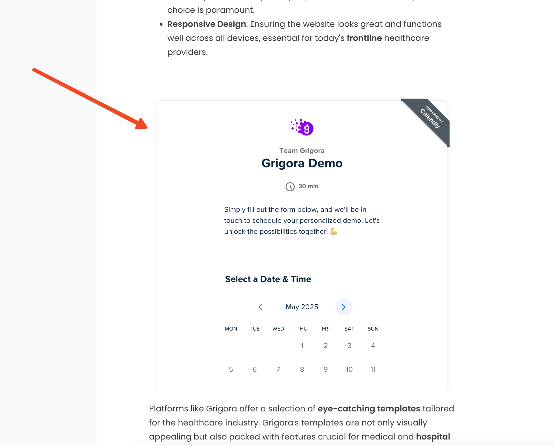 Preview the Calendly Embed in Website