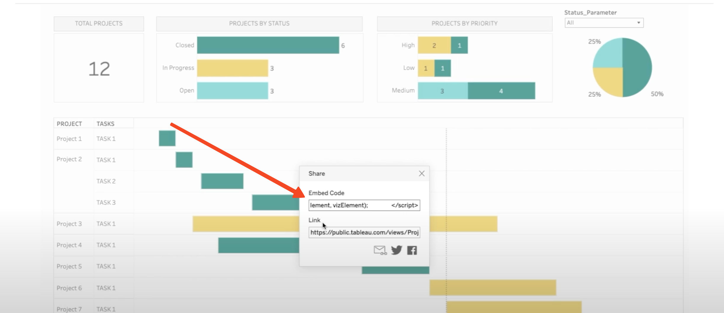 Copy Embed Code in Tableau