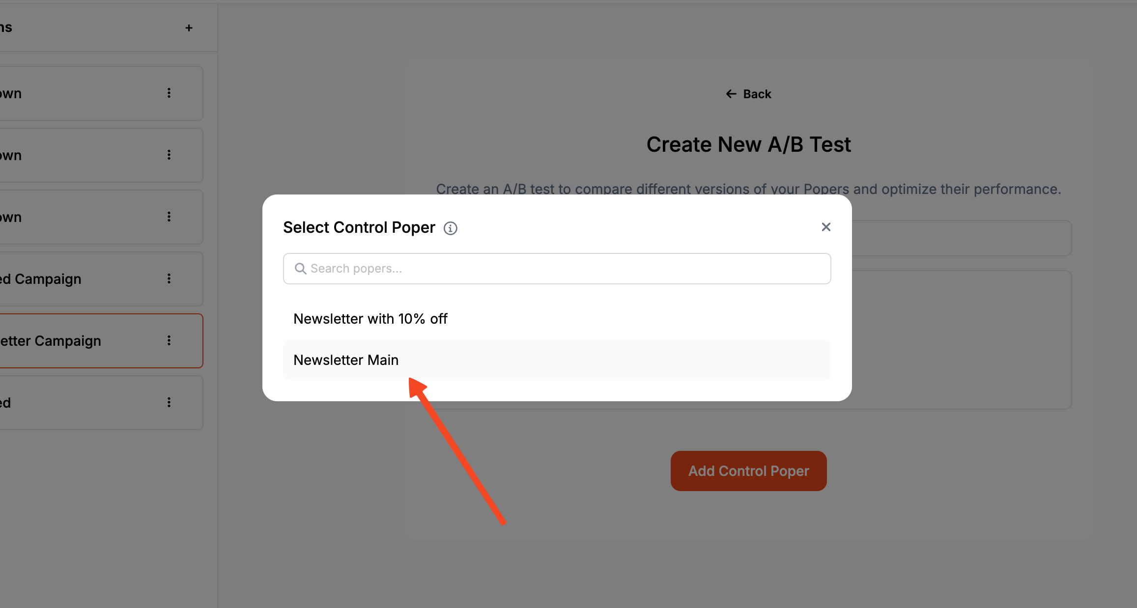 Select Your Control and Variation Forms