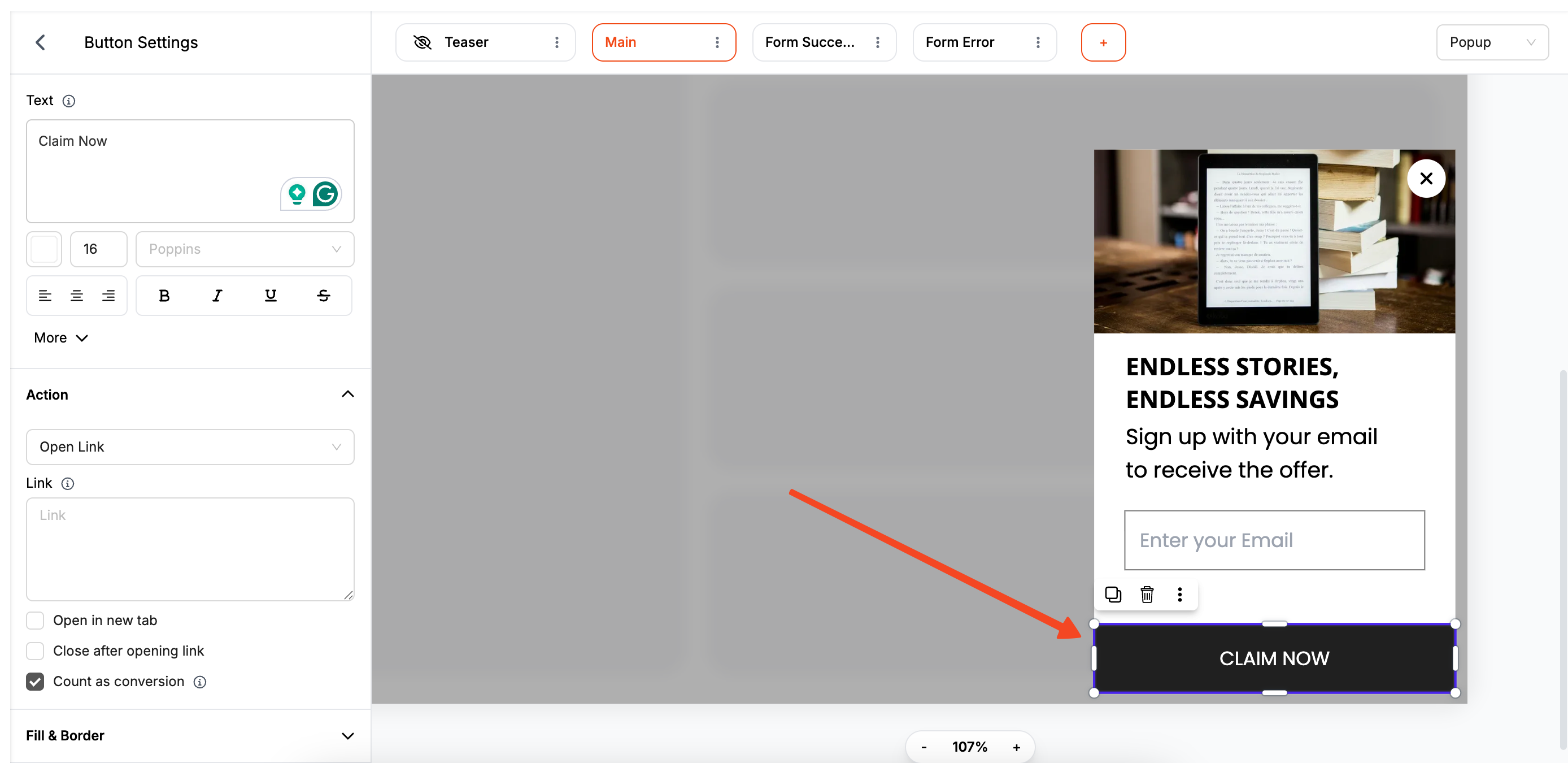 Customize the Popup