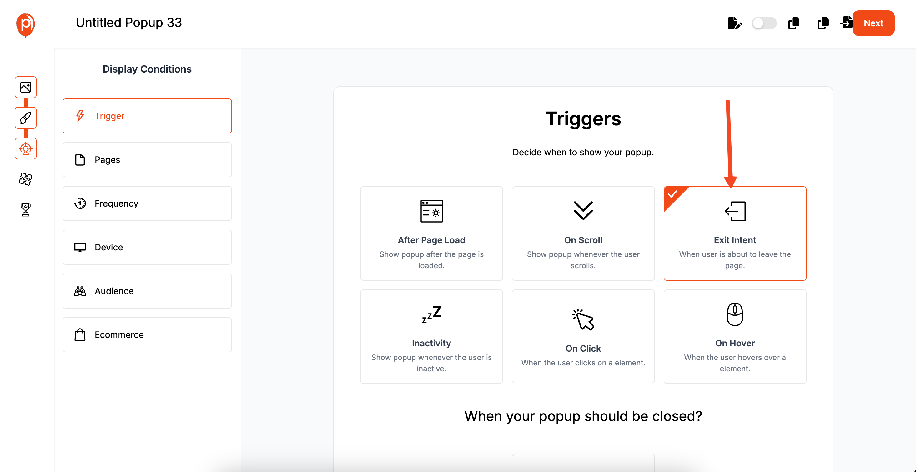 Exit Intent Trigger