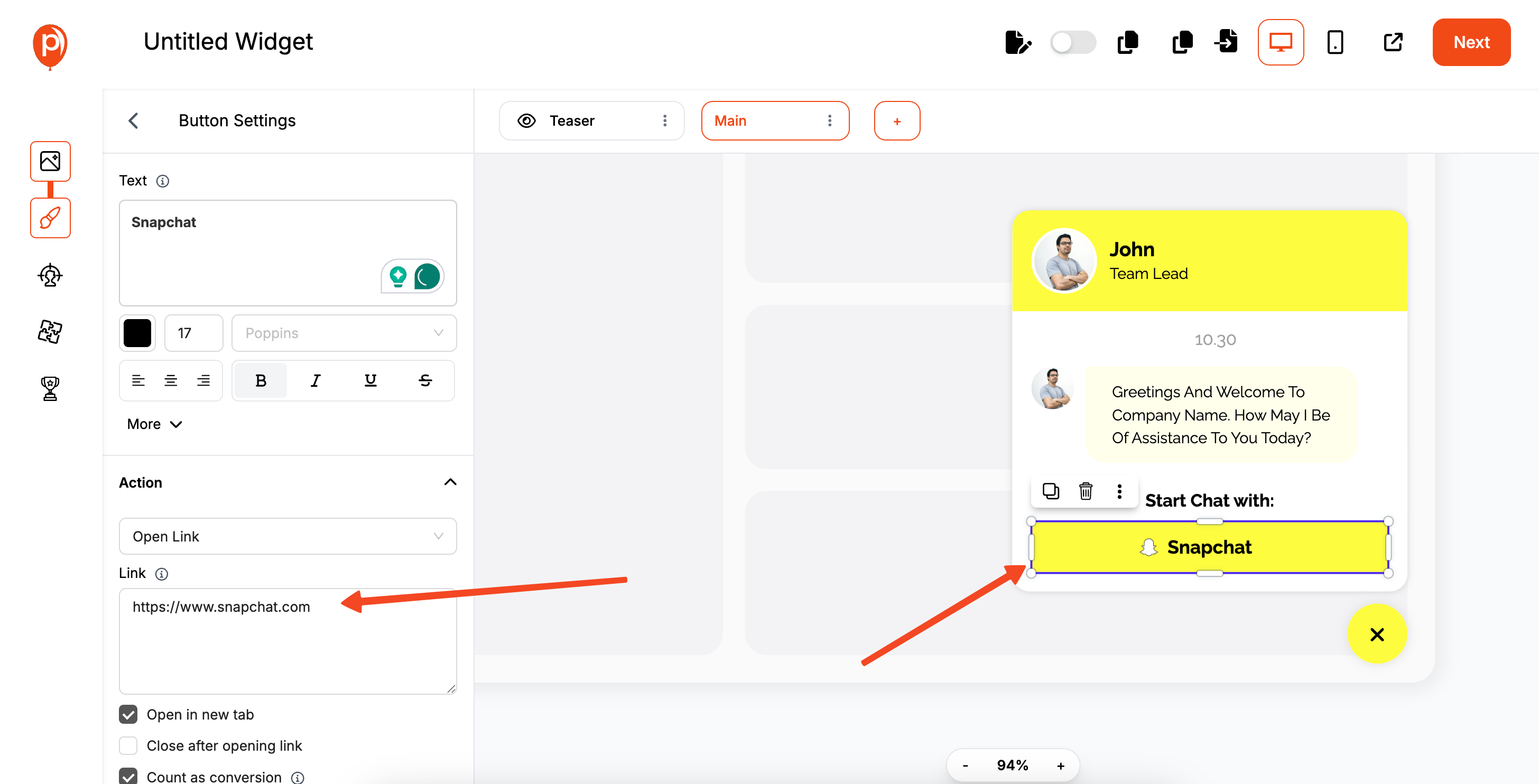 Edit Link in Snapchat