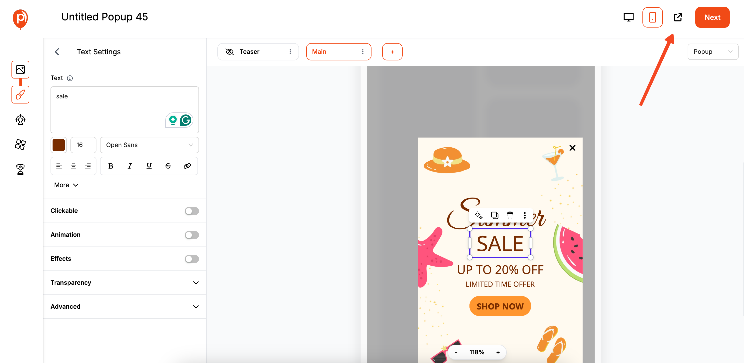 Preview Popup