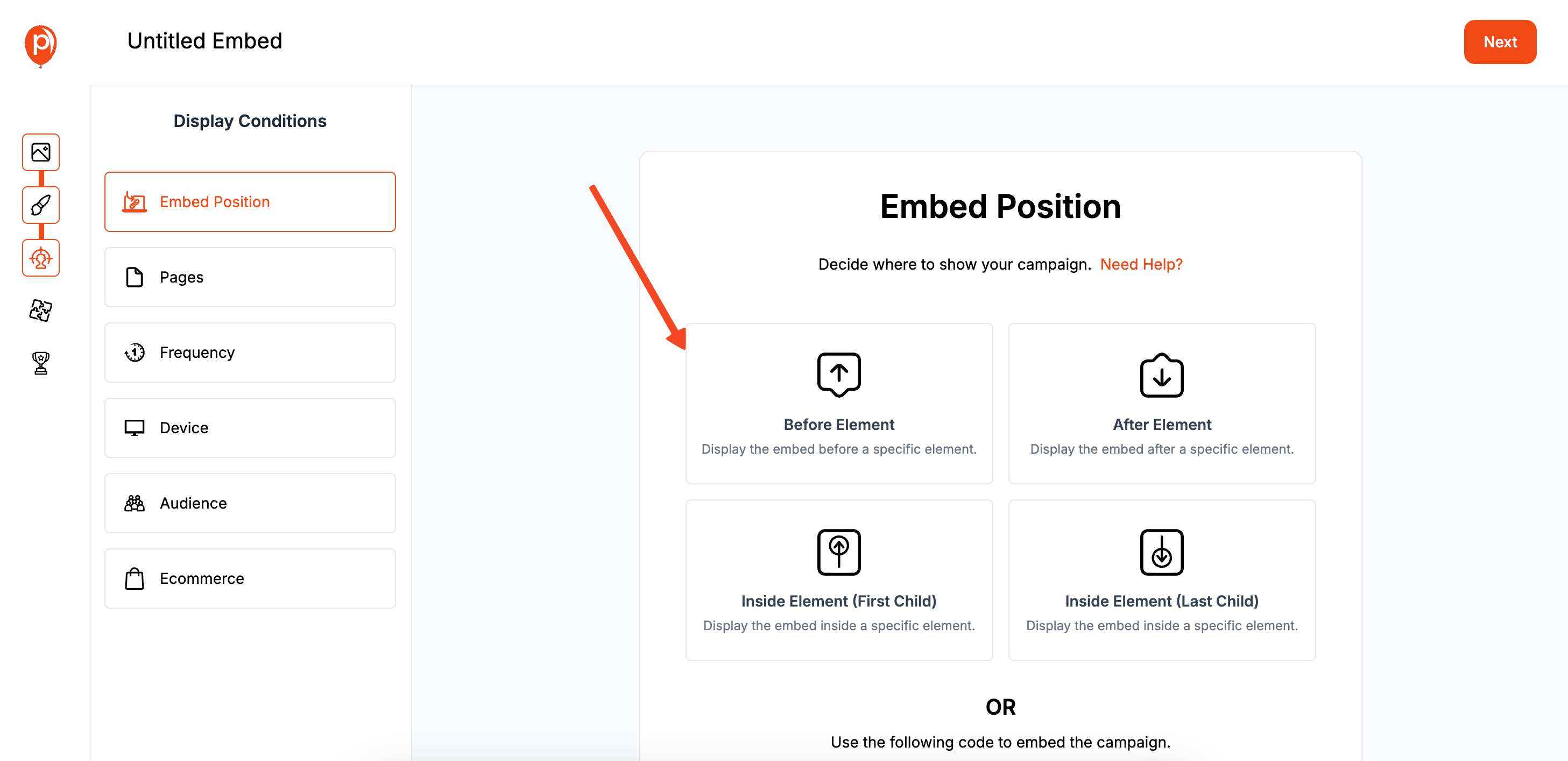 Embed position
