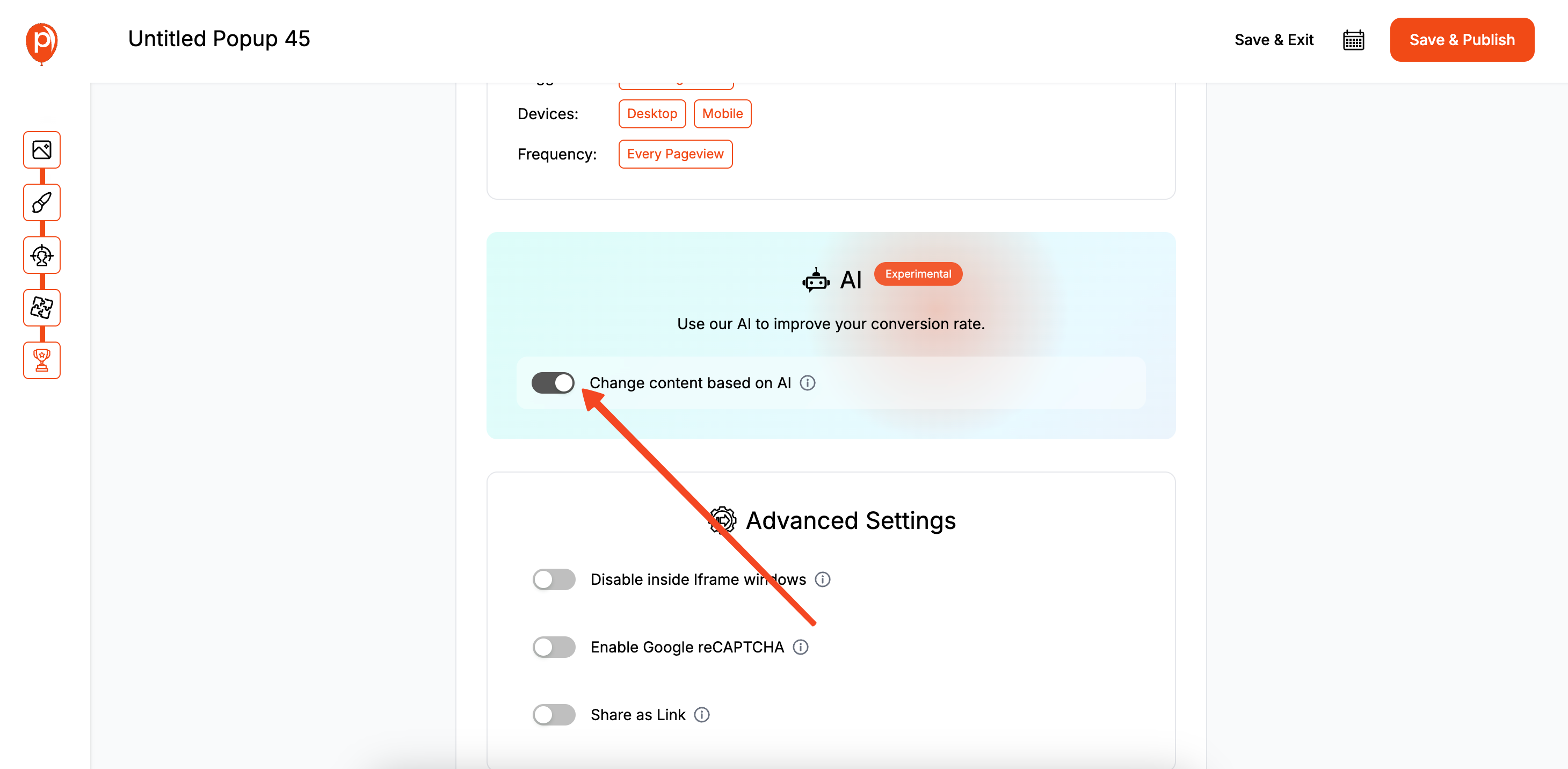 AI Based Dynamic Popups