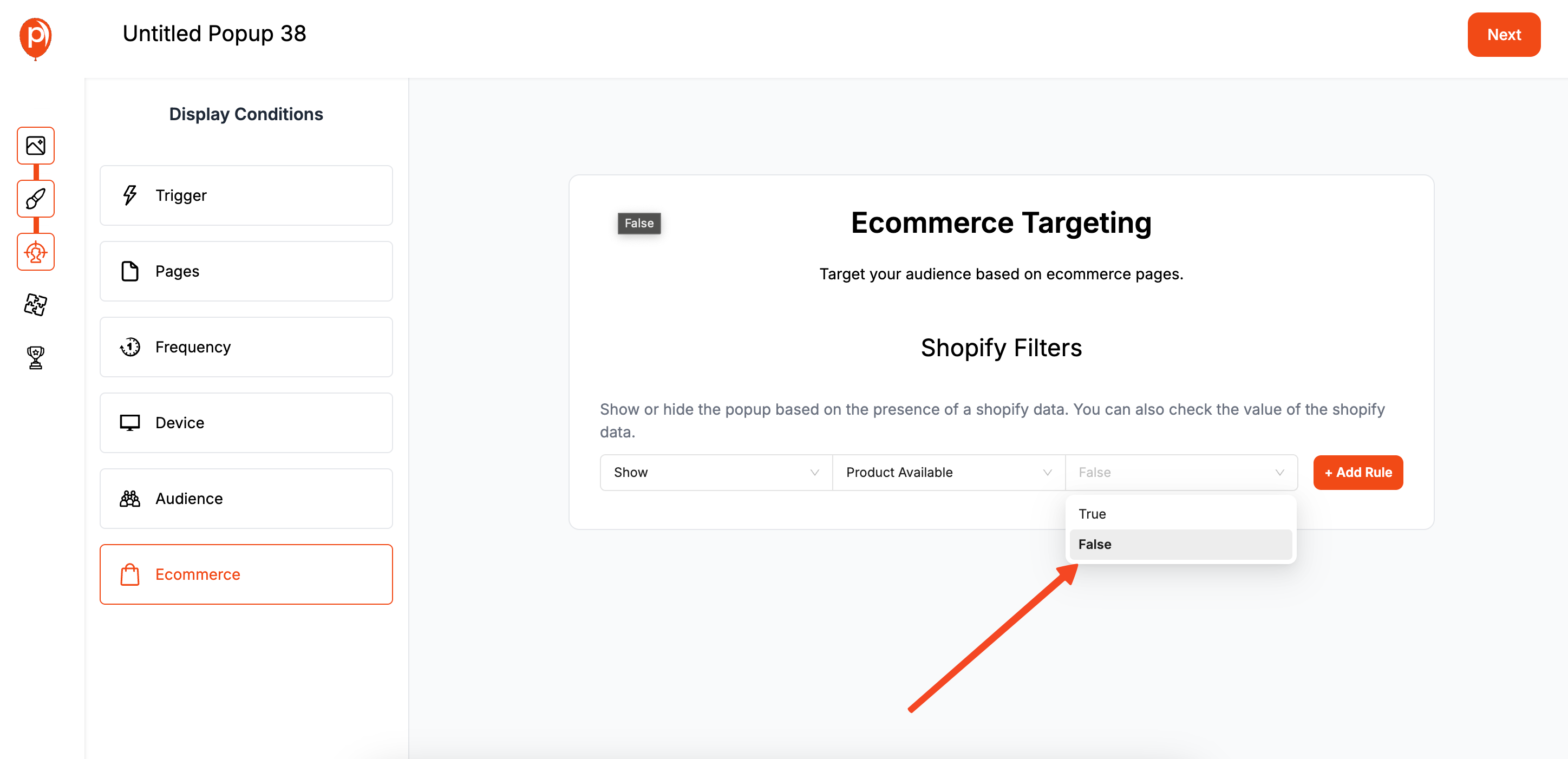 Product Available Targeting
