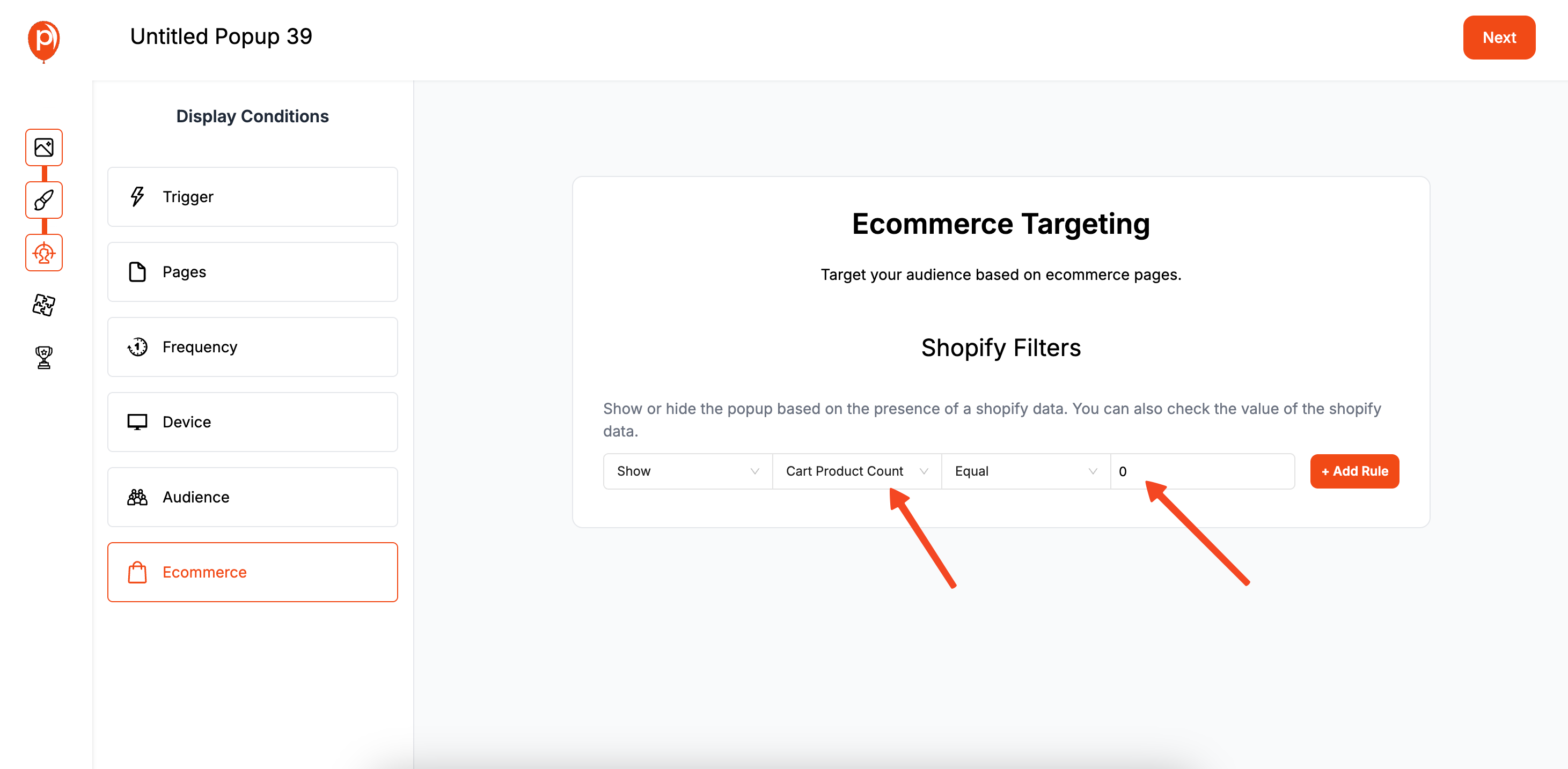 Cart Product Count Condition