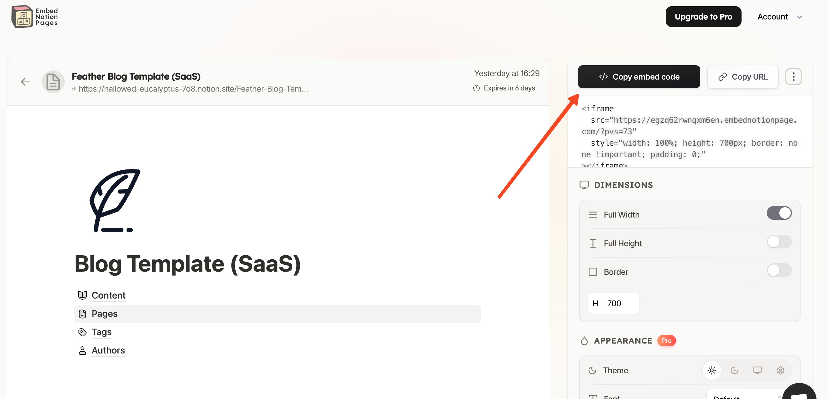 Copy Notion Embed Code