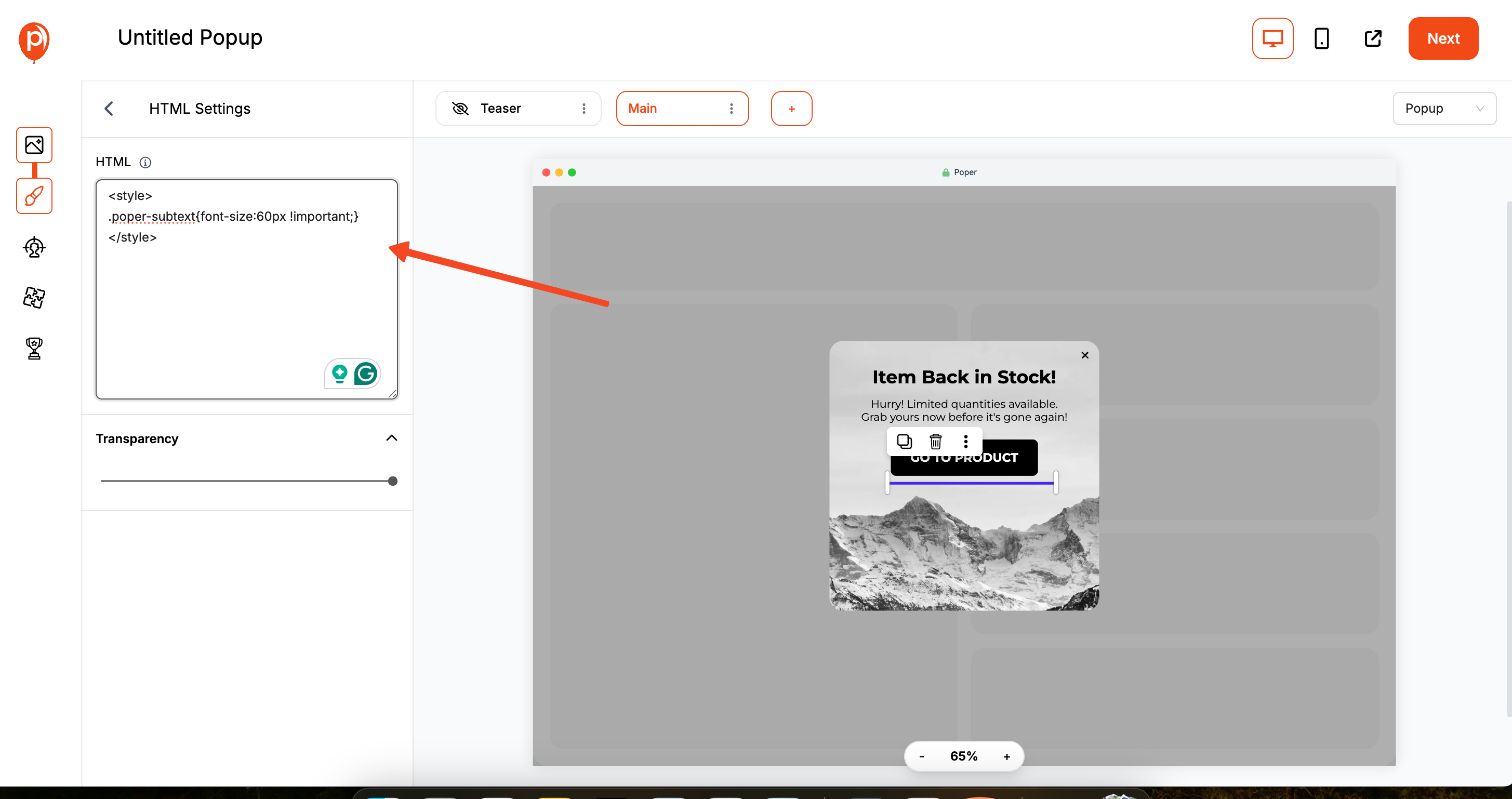 Edit Custom HTML Element