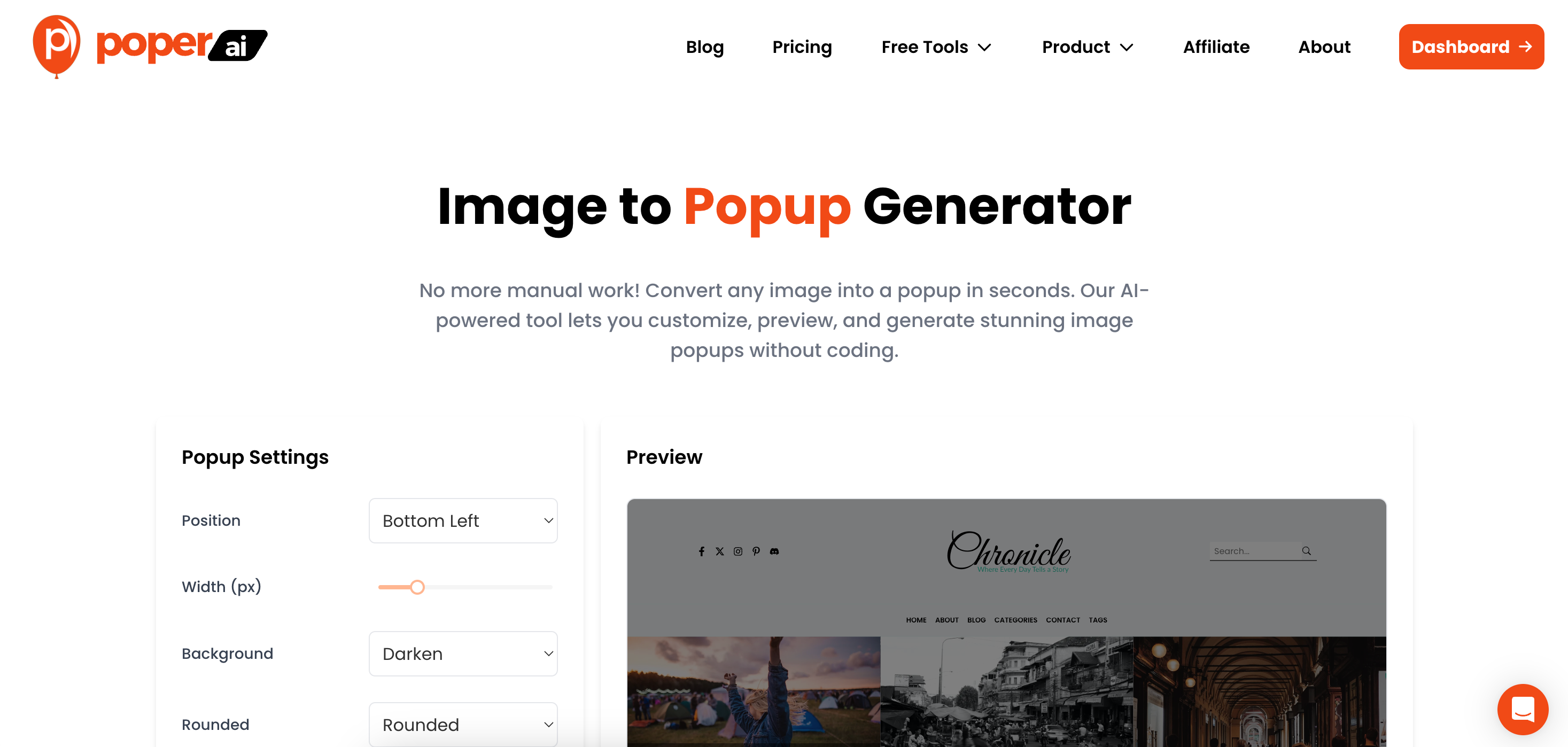 Image to Popup Generator