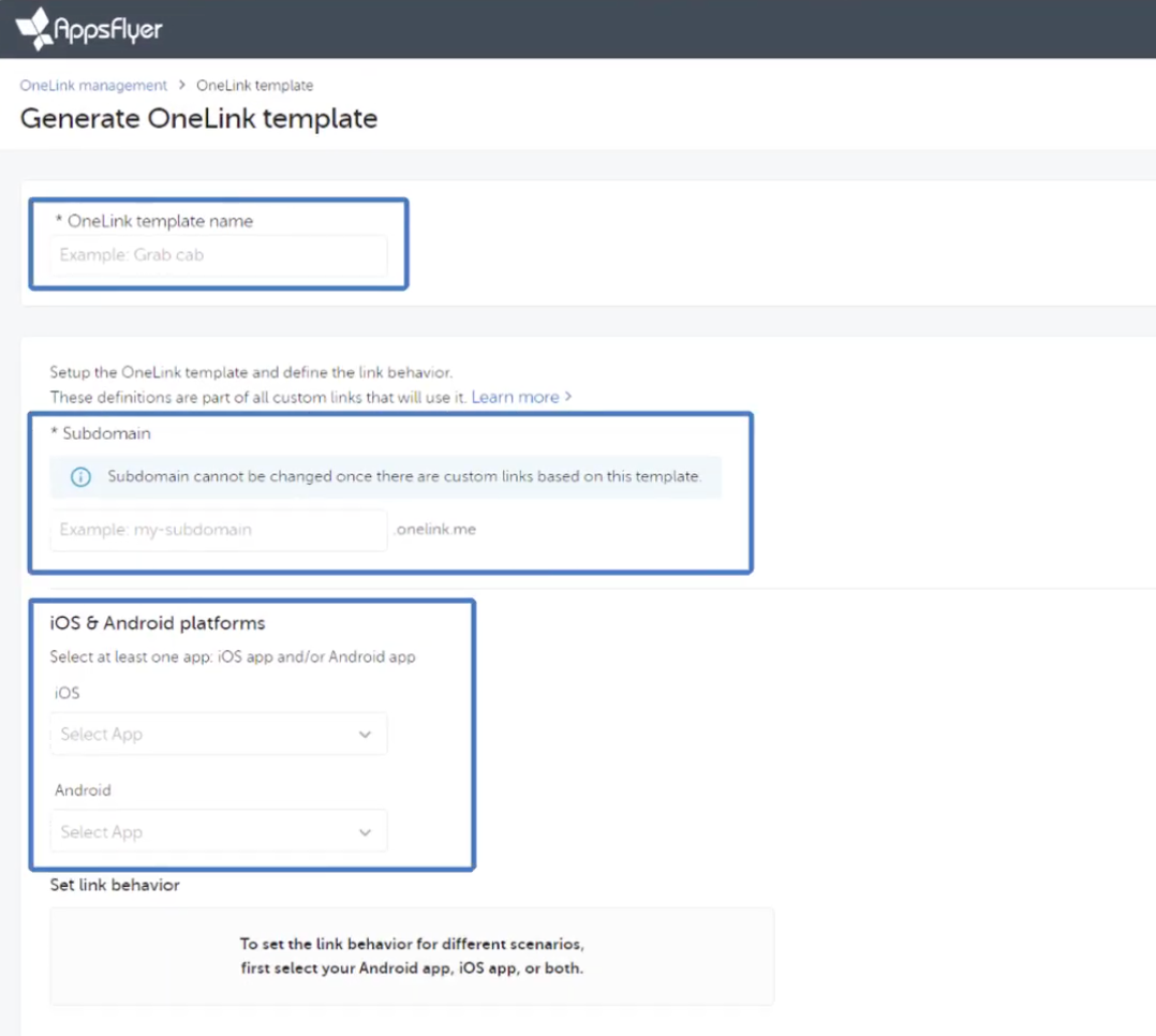 Creating OneLink Template