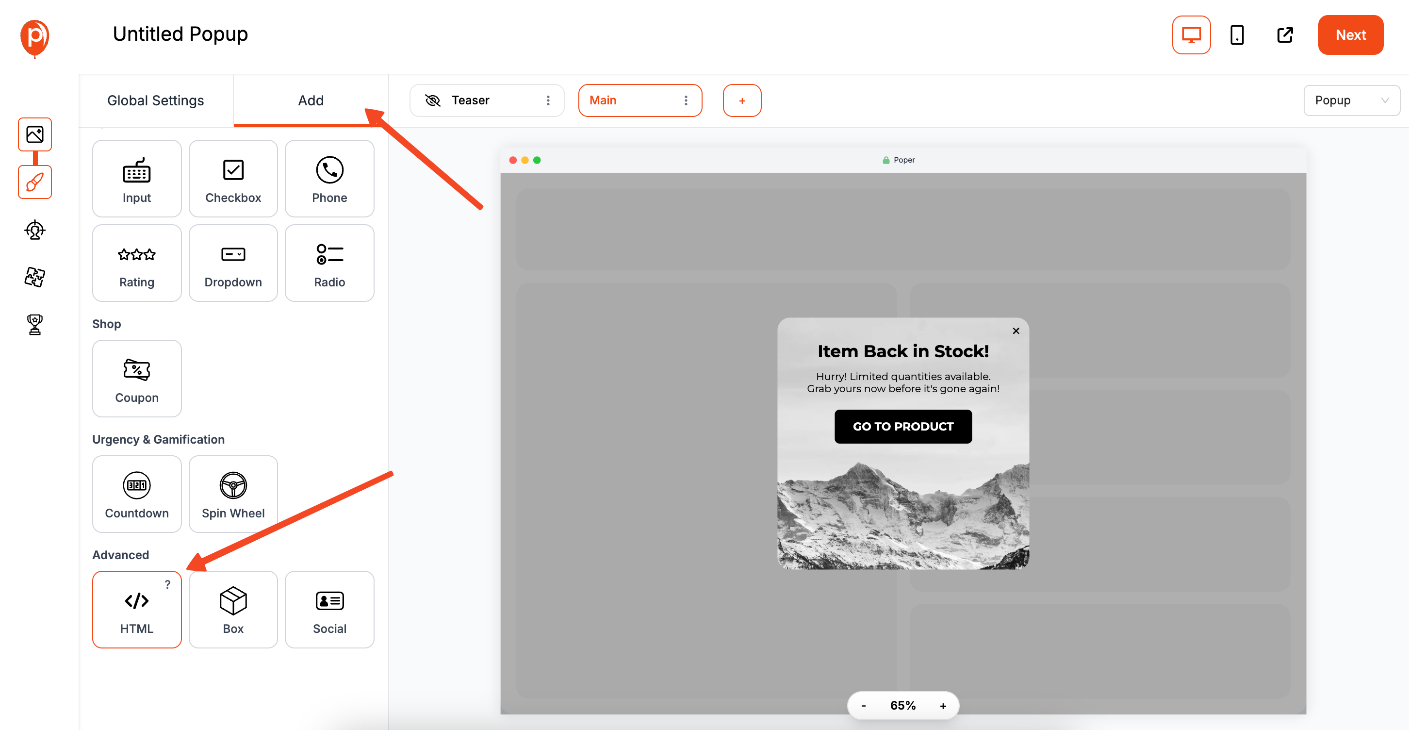 Add HTML element