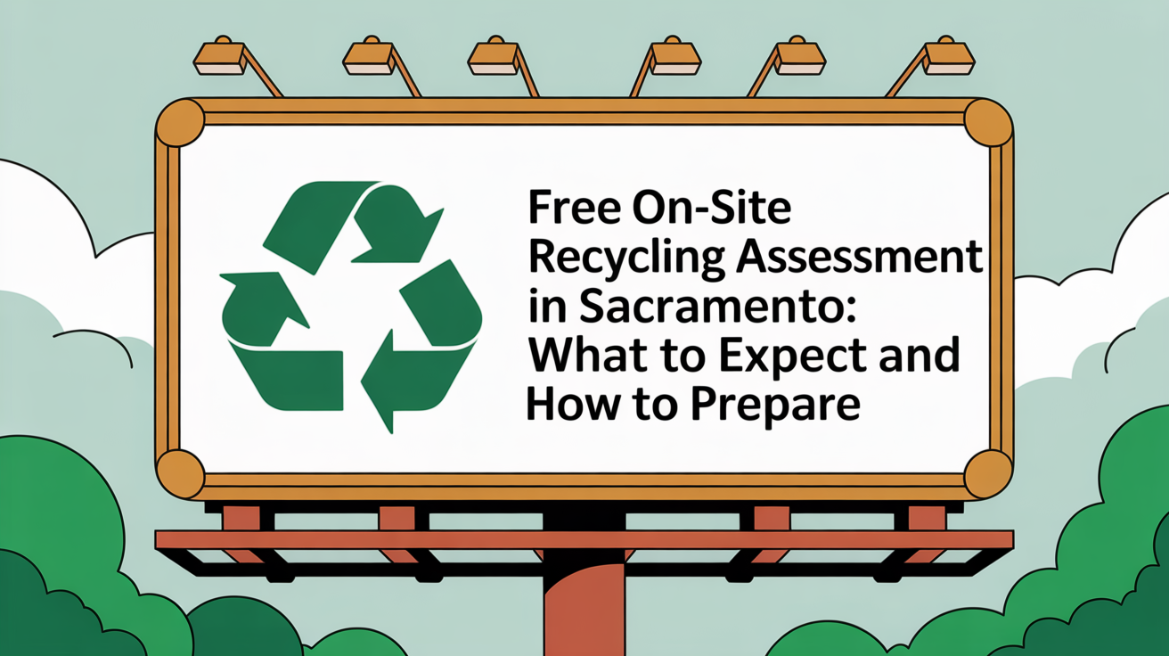 Free recycling assessment specialist evaluating commercial scrap metal and materials at Sacramento business facility