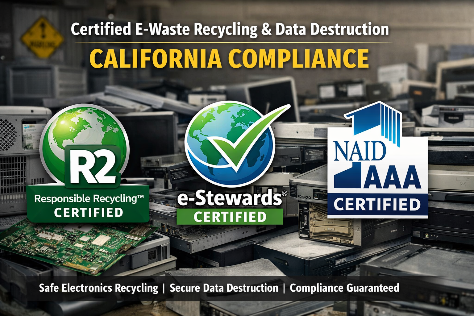 R2, e-Stewards, and NAID AAA certifications for California e-waste regulations compliance