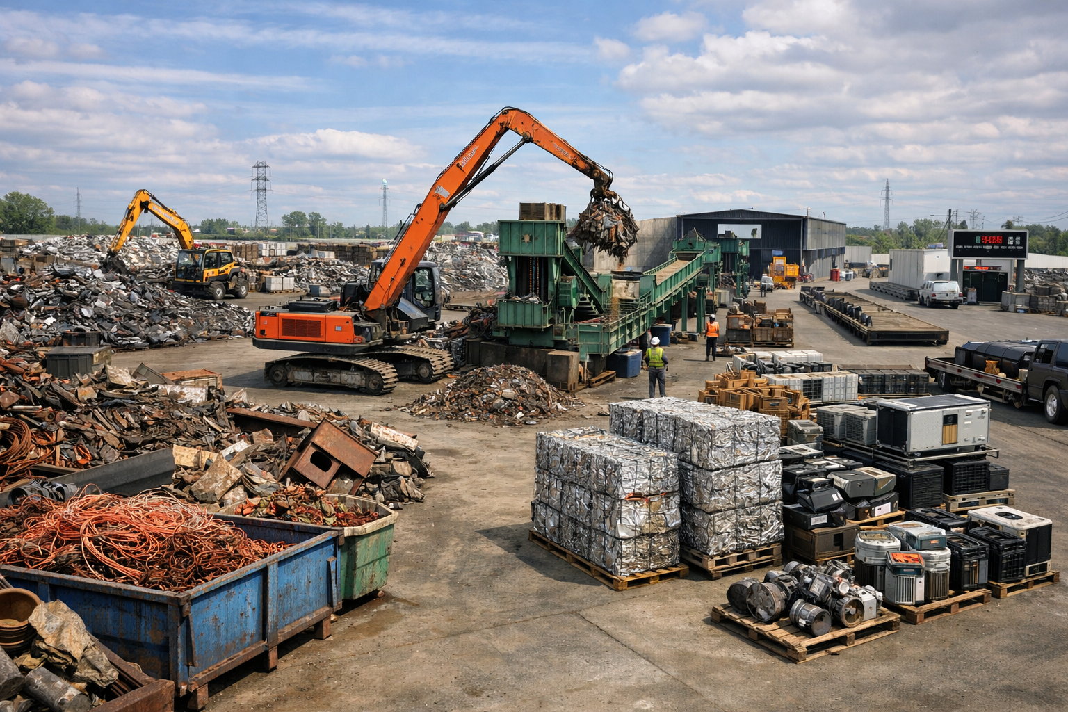 Industrial scrap metal management Sacramento facility showing organized metal recycling and material recovery operations