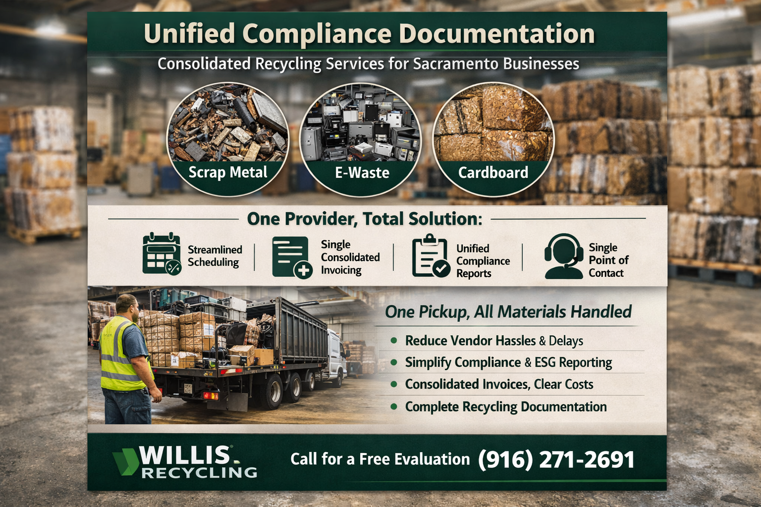 Unified compliance documentation from consolidated recycling services for Sacramento businesses