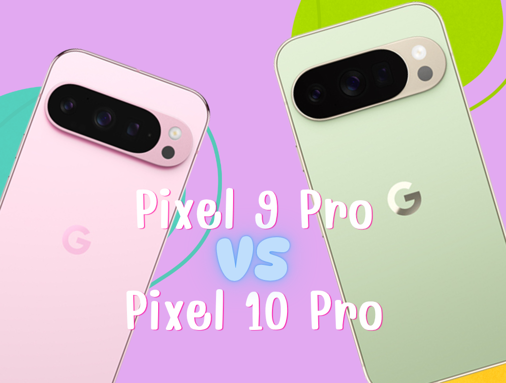 ภาพเปรียบเทียบดีไซน์ด้านหน้า Pixel 9 Pro และ Pixel 10 Pro ที่มีขอบจอเท่ากัน
