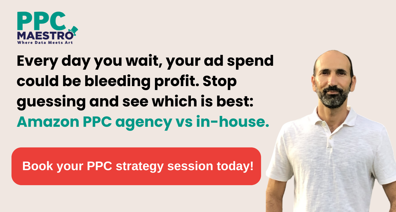 Compare Amazon PPC agency vs in-house strategies to optimize ad spend, lower TACoS, and boost profitability for your Amazon store. Book a strategy session today.