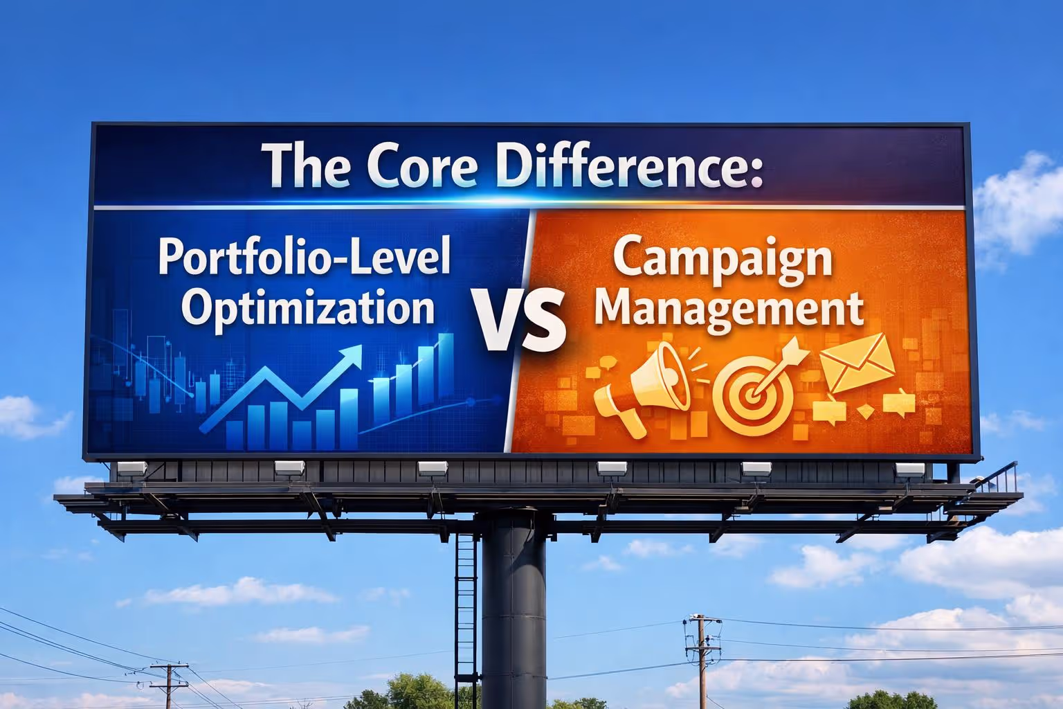 Billboard Showing The Core Difference: Portfolio-Level Optimization vs Campaign Management