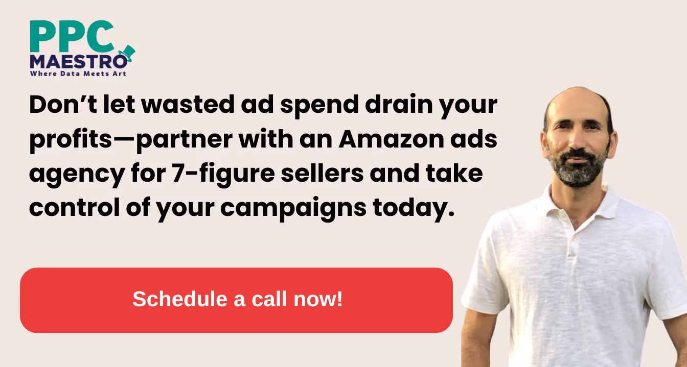SCHEDULE A CALL NOW Don’t let wasted ad spend drain your profits—partner with an Amazon ads agency for 7-figure sellers and take control of your campaigns today.