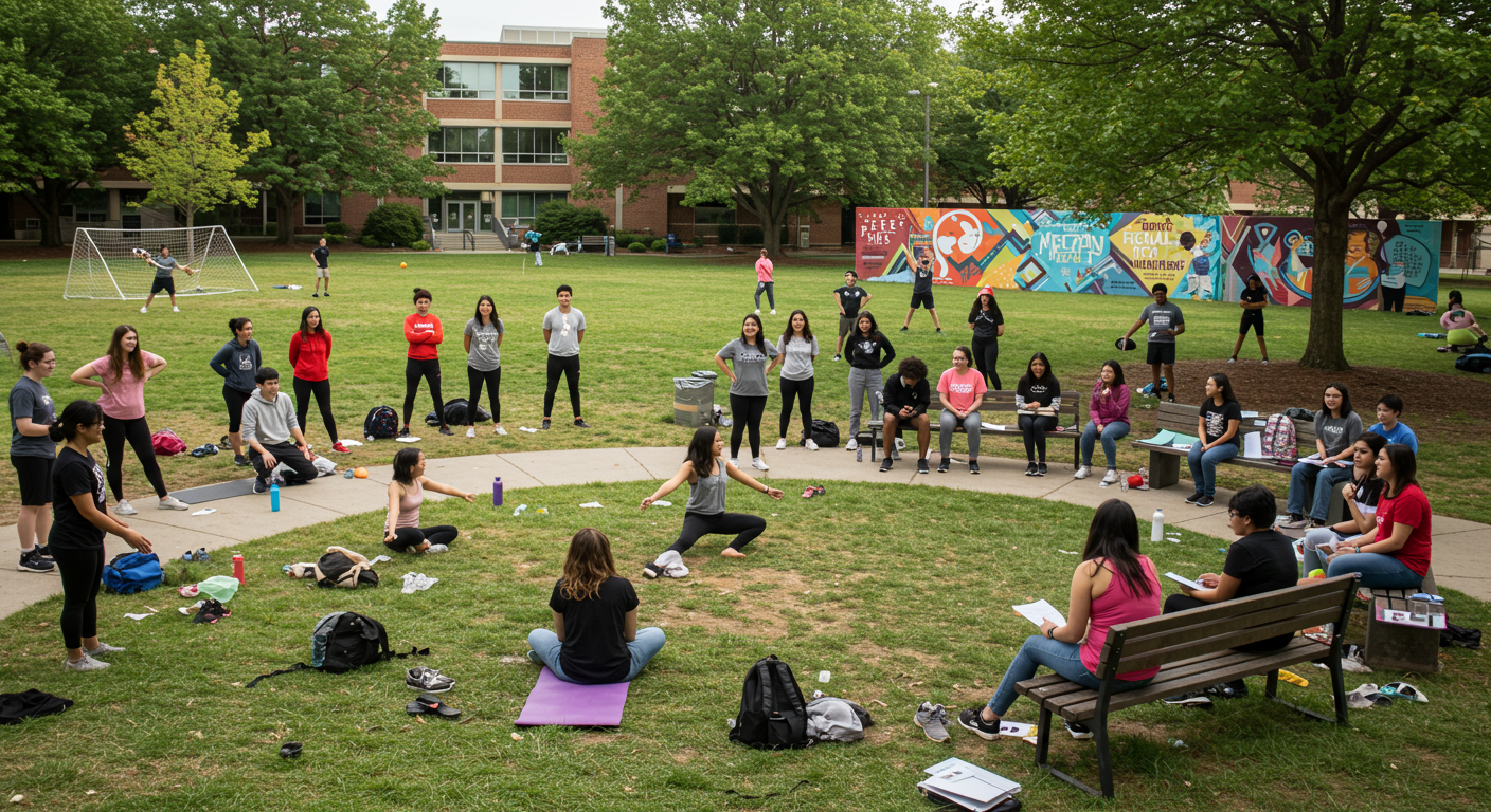 Student Burnout Prevention Strategies Through Campus Wellness Programs College students participating in campus wellness activities and mental health support programs as part of student burnout prevention strategies.
2️⃣
