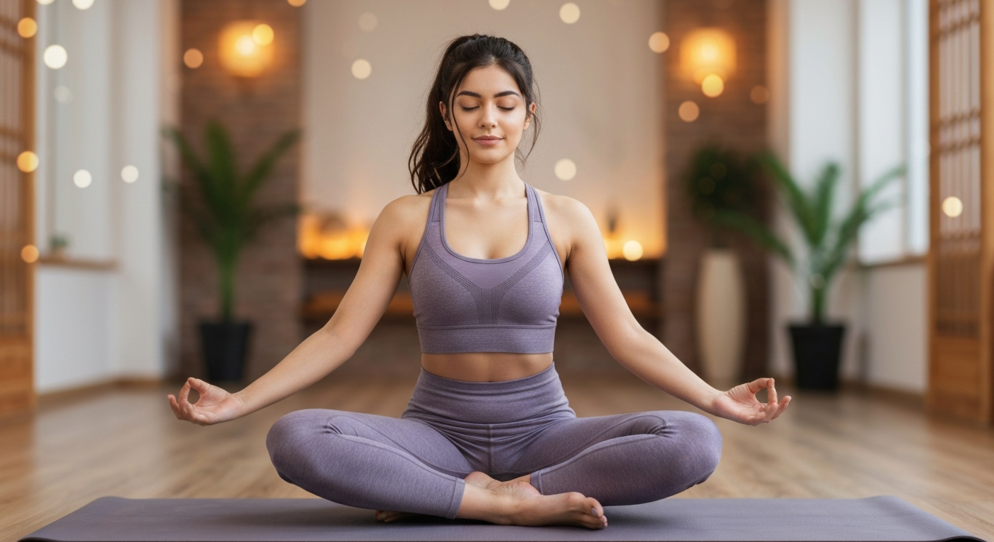 College Student Yoga for Emotional Wellness – 8 Dimensions of Wellness College College student practicing yoga and meditation as part of emotional wellness, reflecting the 8 dimensions of wellness college framework.