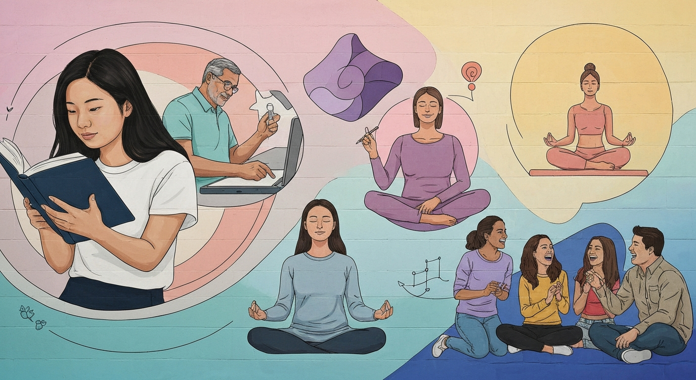 Mastering Time Management in College — Strategies to Balance Study and Life College student engaged in both studying and social activities showing balanced approach to time management