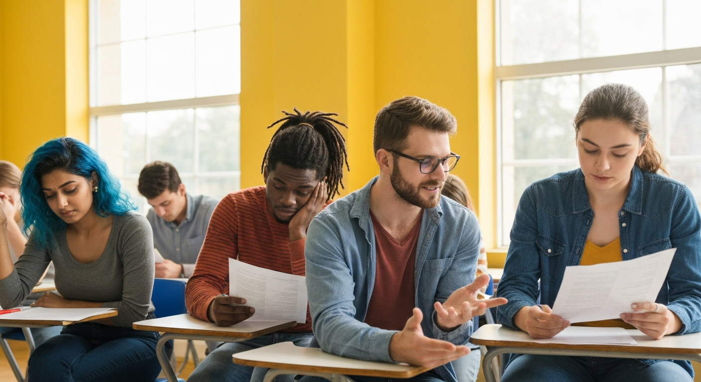 How Beliefs About Intelligence Affect College Student Resilience College students demonstrating fixed and growth mindsets, with one student frustrated over a failed exam and another practicing college student resilience by discussing strategies