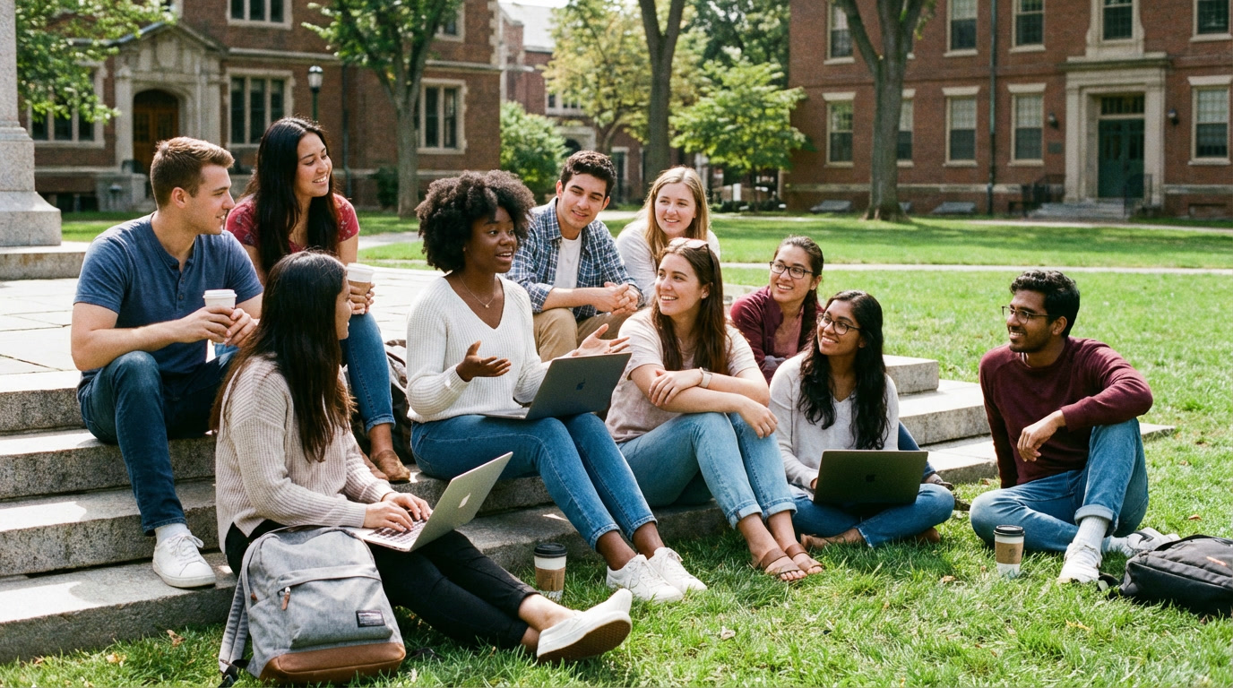 College student sitting outdoors on campus reviewing notes, demonstrating perseverance and college student resilience after an academic challenge