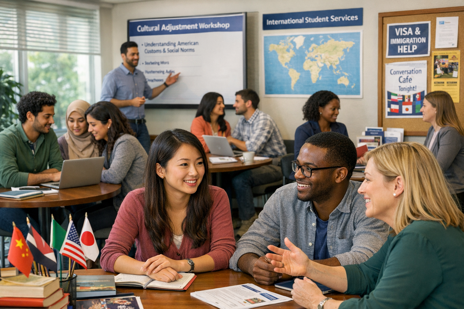 Cultural Adjustment Support for International Student Retention International students receiving cultural adjustment support to improve international student retention