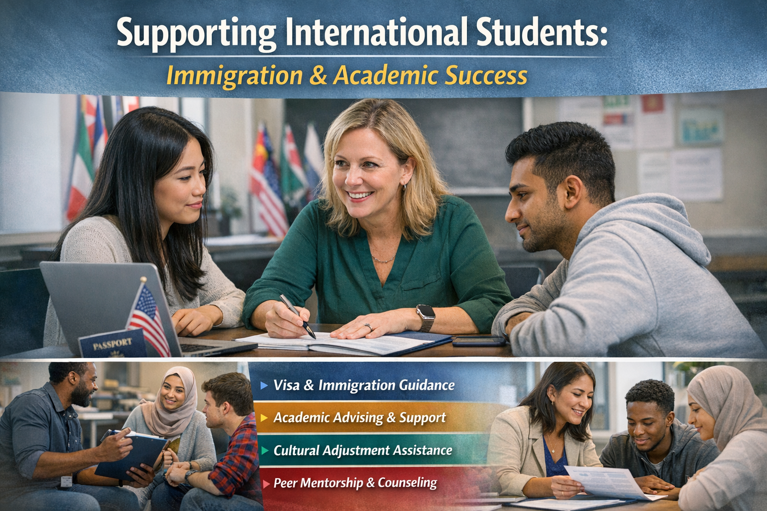 Dedicated Support Services for International Student Retention International student advisors providing immigration and academic support for international student retention