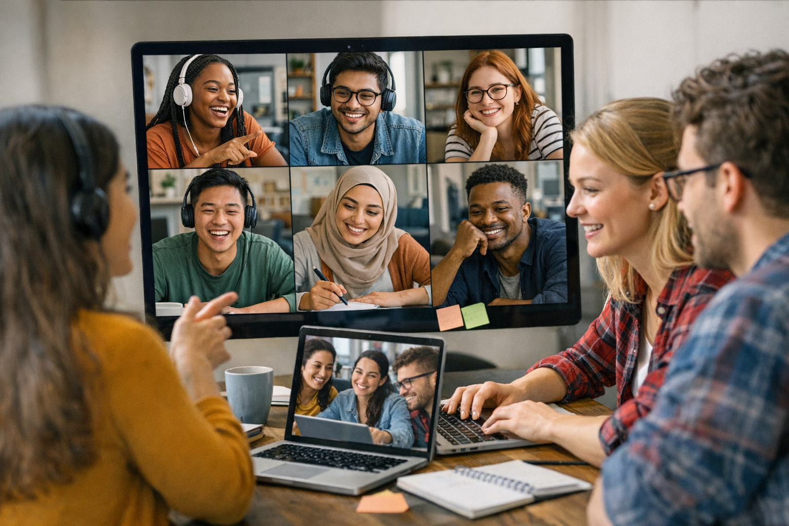 Students engaged in virtual orientation breakout room showing diverse participants collaborating