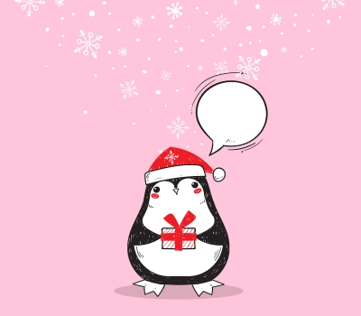 Penguin holding gift