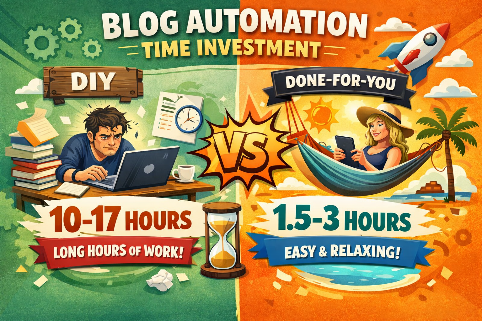 Done-For-You Blog Automation Workflow and Approval Process Visual workflow showing done-for-you blog automation process from briefing through approval and publishing