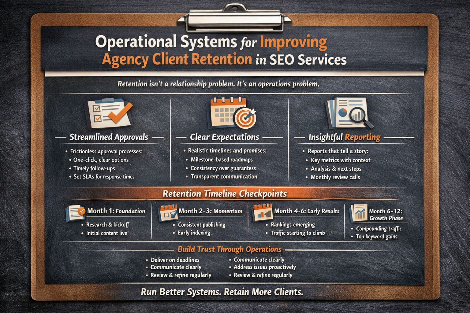 Client Retention Operational Systems Checklist Checklist of operational systems for improving agency client retention in SEO services