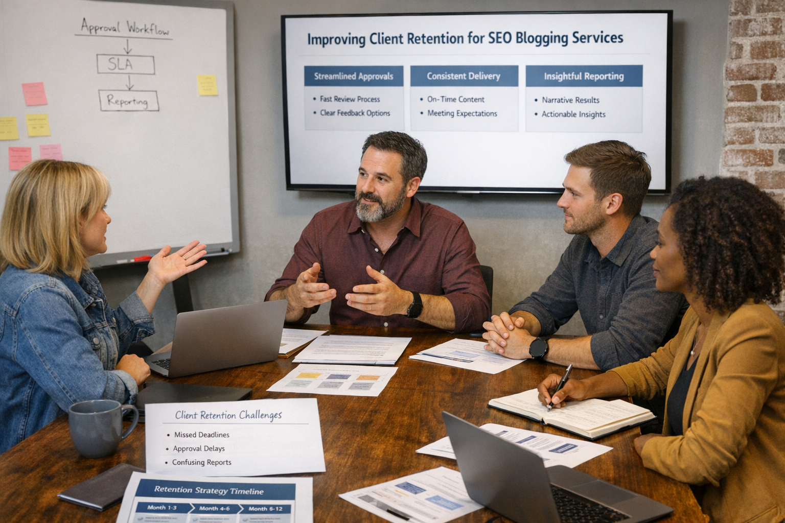 Agency client retention workflows reviewed for recurring SEO blogging services
