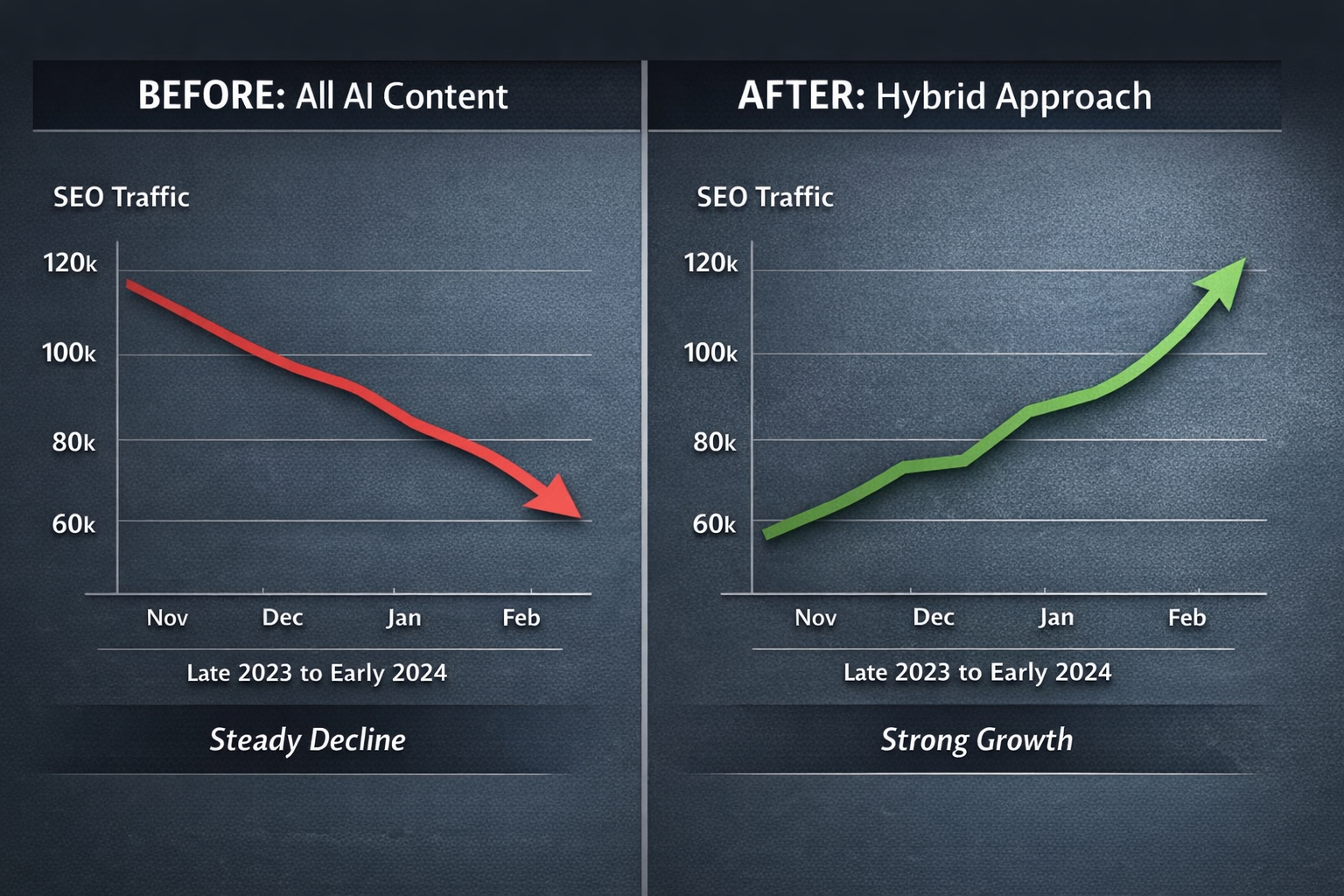 ai vs human content comparison showing editing improvements for readability and voice
