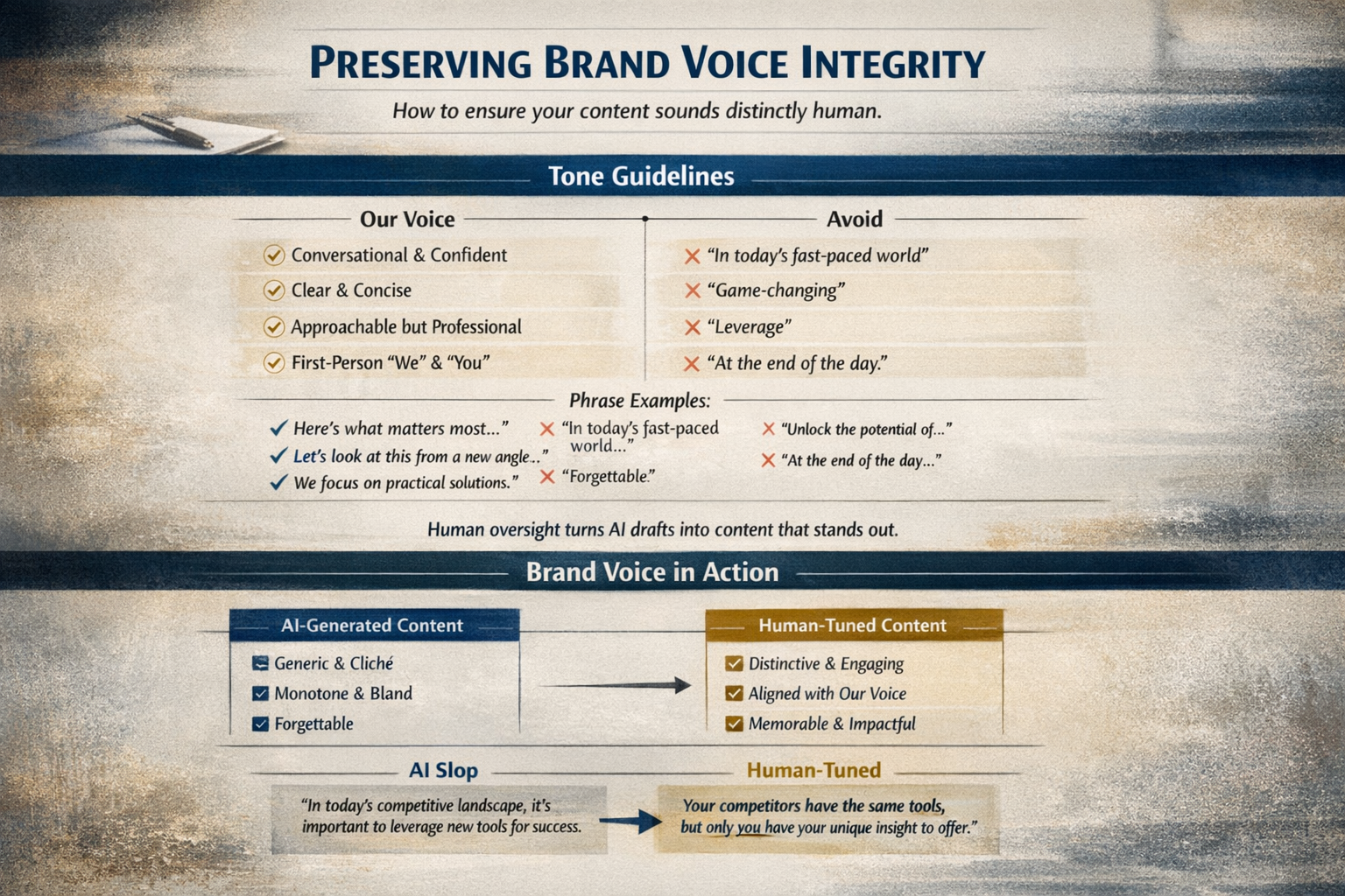 Brand Voice Integrity Standards Documentation Template Template showing brand voice integrity standards with tone guidelines and phrase examples