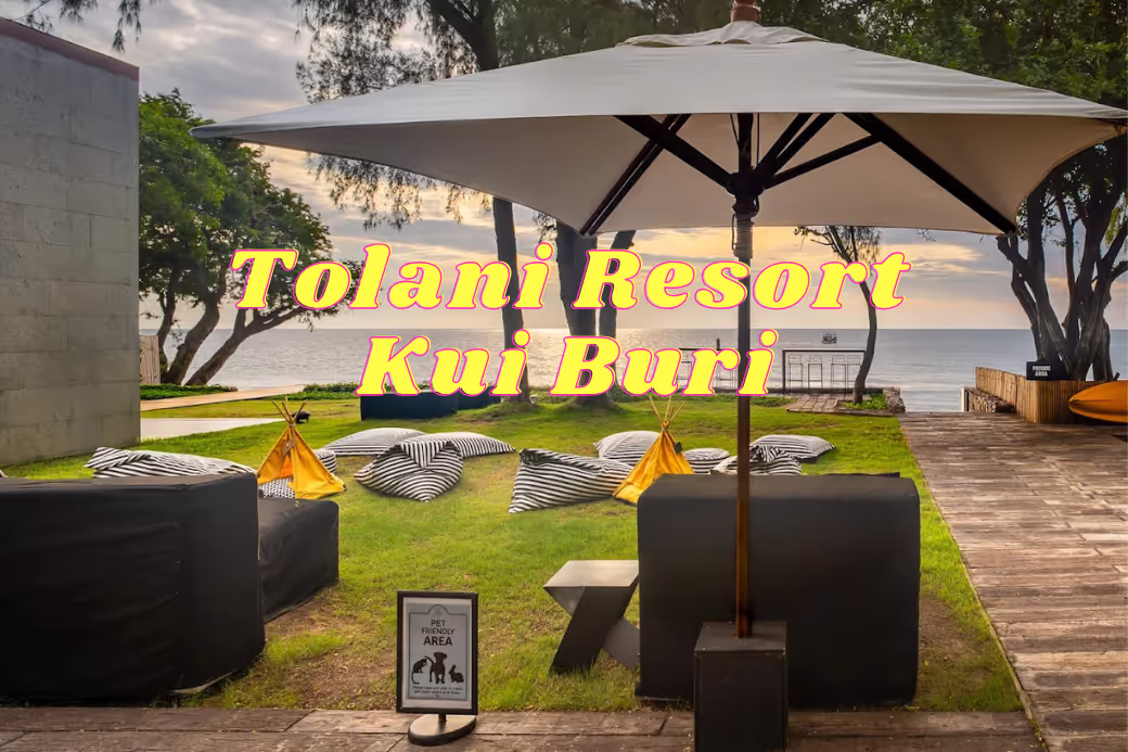 วิวสระว่ายน้ำและวิลล่ากำแพงหินสไตล์โมเดิร์นที่ Tolani Resort Kui Buri