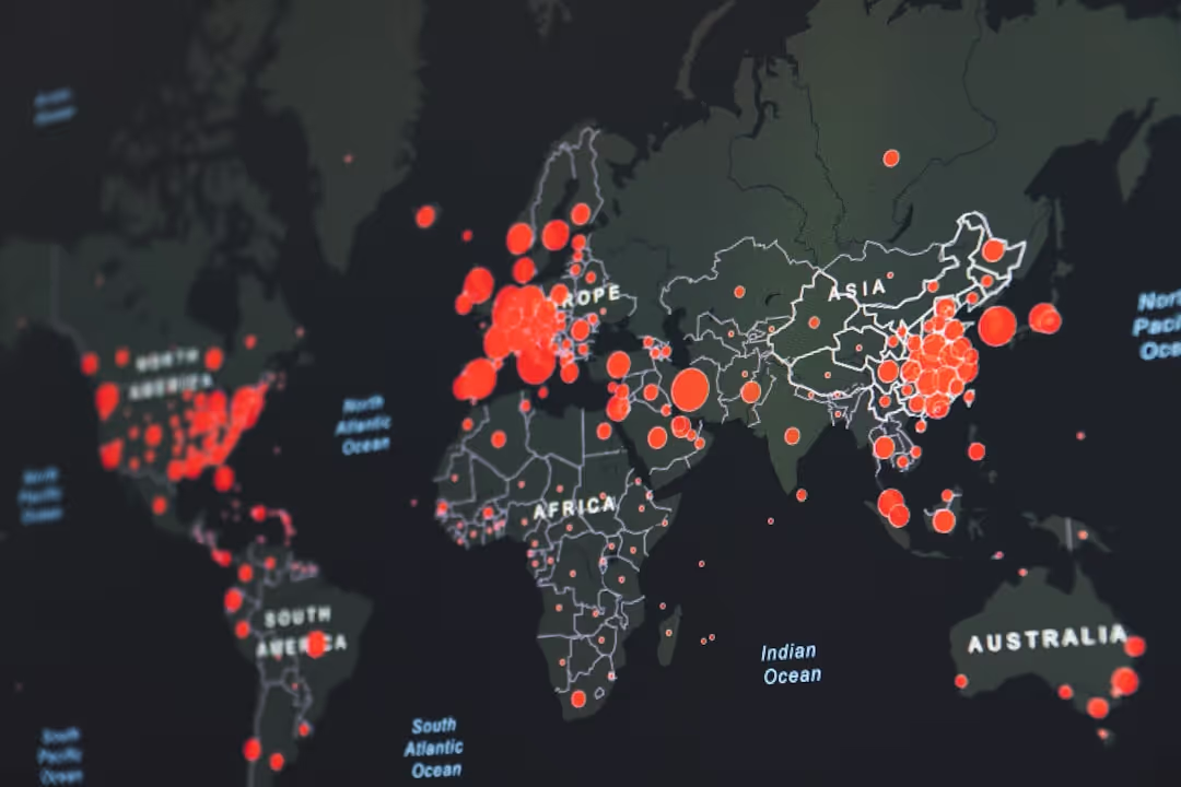 A globe graphic with multiple blocked areas, but with light beams from the ION network penetrating these barriers to connect globally.