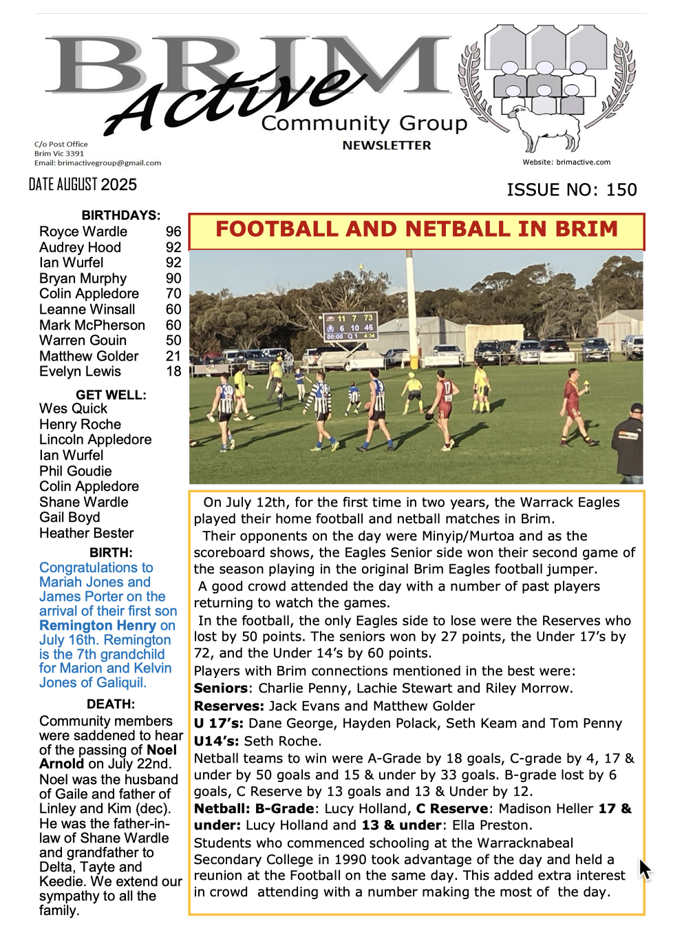 Brim Active Community Newsletter August 2025