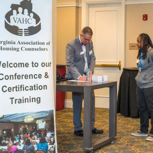A VAHC speaker presenting at an event