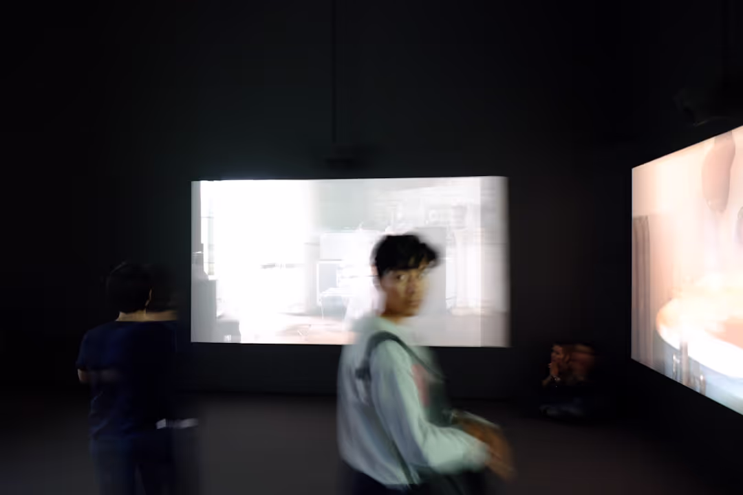 Person interacting with holographic data