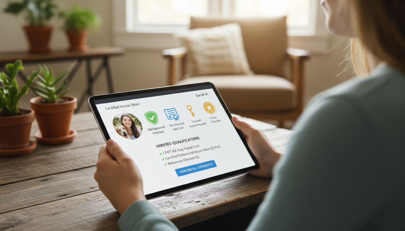 How do I verify certifications or qualifications of house sitters on digital platforms?