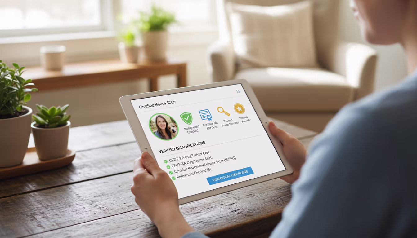 How do I verify certifications or qualifications of house sitters on digital platforms?